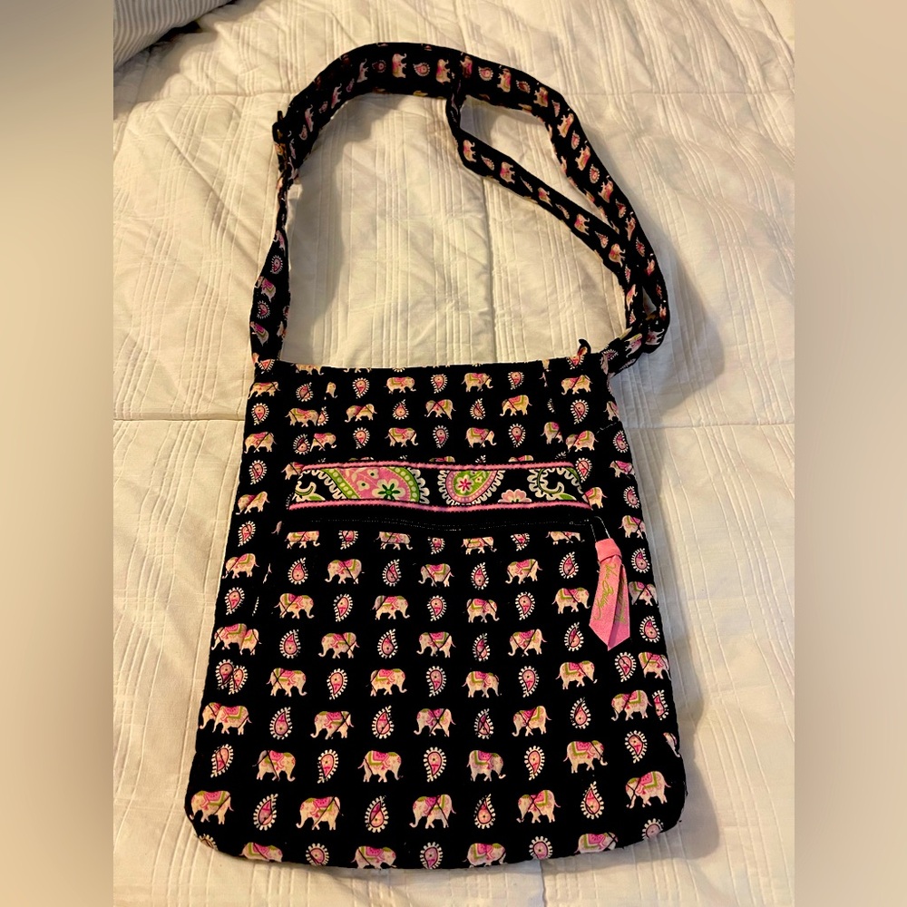Vera Bradley handbag black with pink elephants